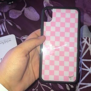 iphone xr pink checkered wildflower case